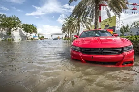 Flooded car repair and water damage restoration service in Dubai