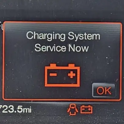 Charge system fault warning light