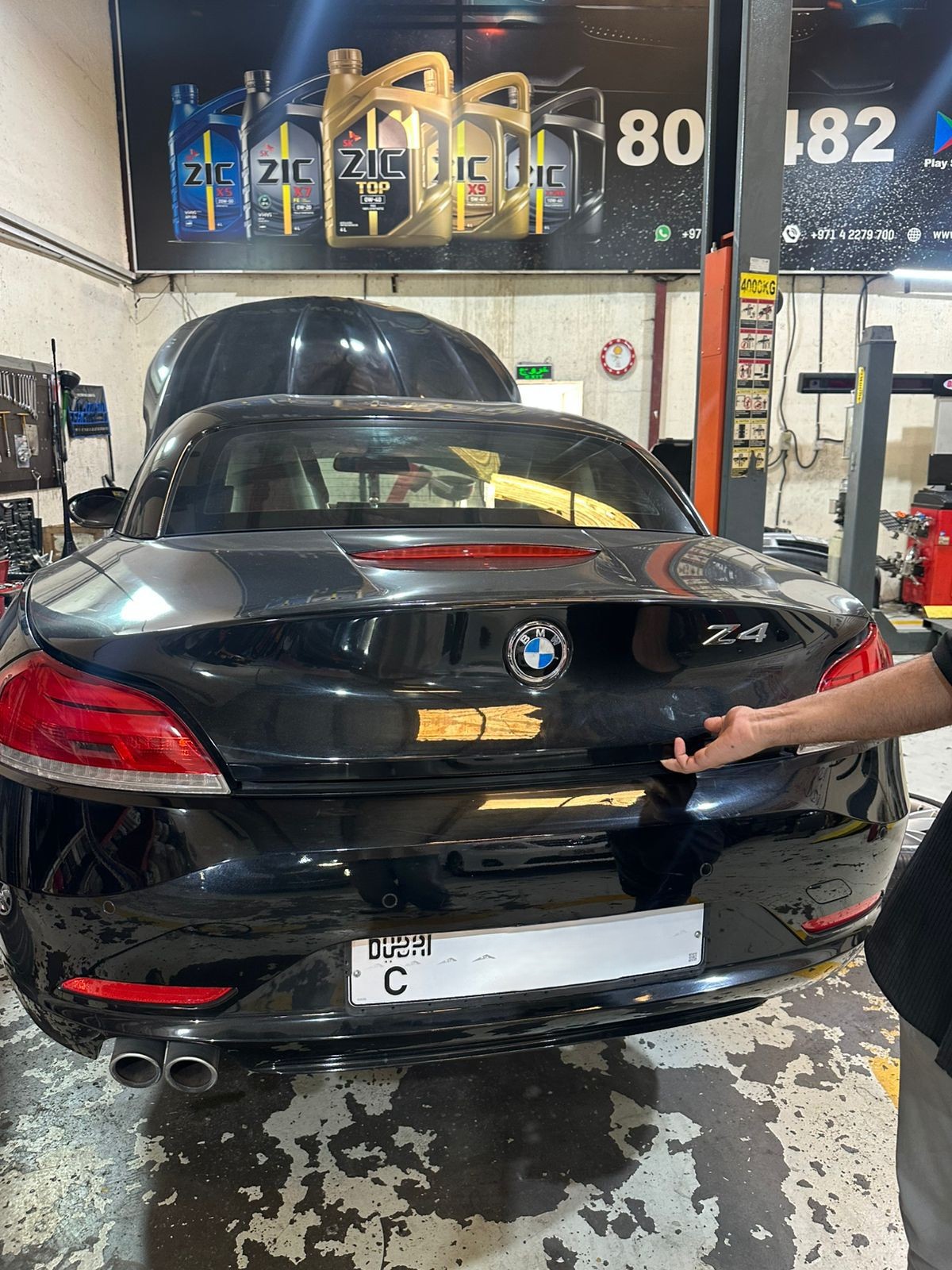 BMW Z4 2010 at iTyreCare workshop in Dubai for electric steering rack repair