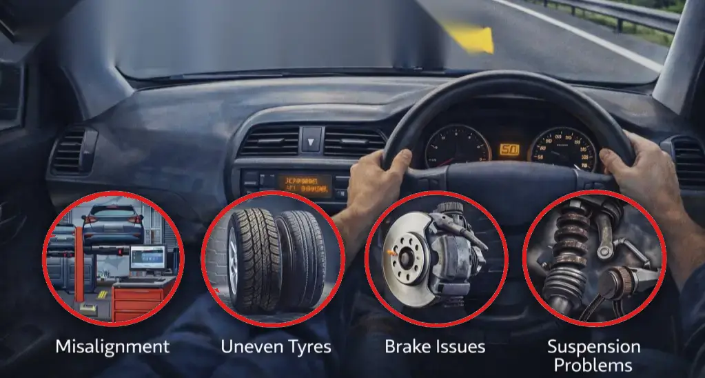 Why does my car pull to one side - causes and fixes by iTyreCare Dubai